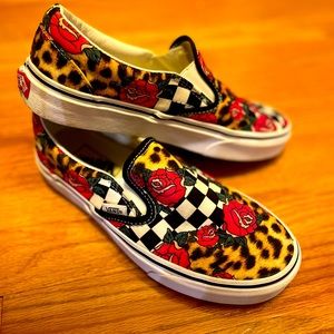 Vans Slip on Checker and Rose Print